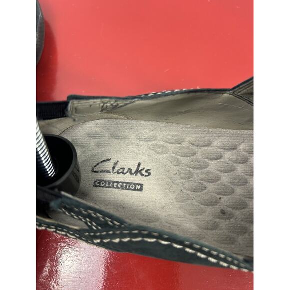 Clarks Collection Womens Loafers Shoes Sandles Size‎ 4.5 black with Beige Stitch - Picture 7 of 10